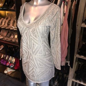 Grey embellished shift dress